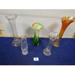 FIVE MIXED POSY VASES