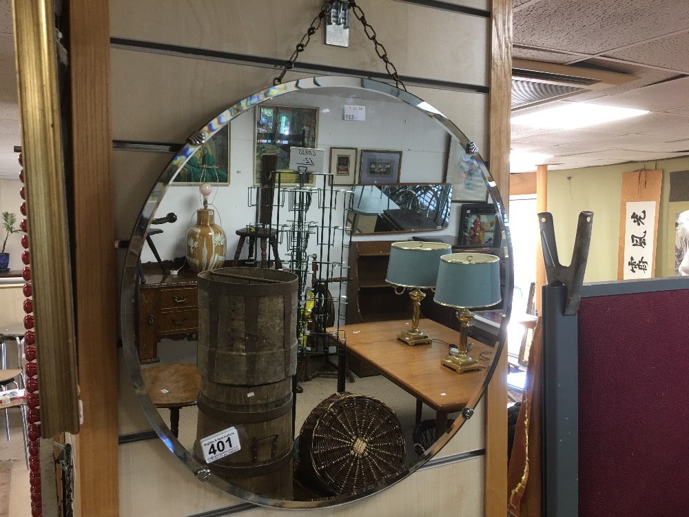 1960's CIRCULAR WALL MIRROR WITH BEVELLED EDGE 60 CMS DIAMETER