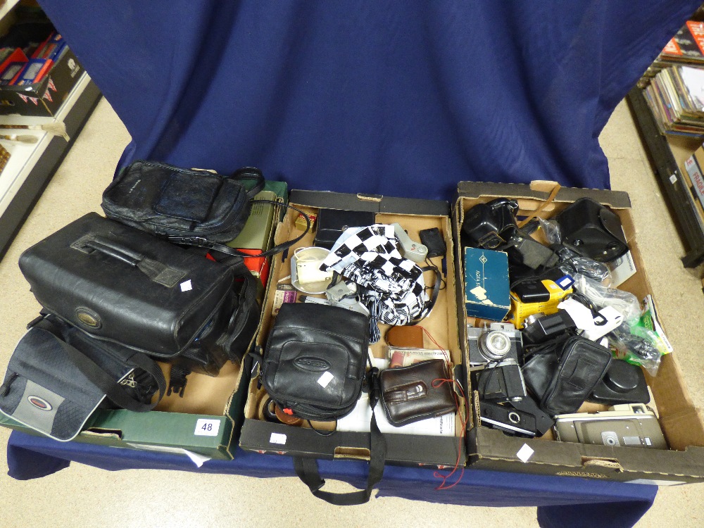 THREE BOXES OF CAMERA'S/CAMCORDERS AND ACCESSORIES