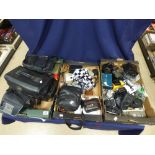 THREE BOXES OF CAMERA'S/CAMCORDERS AND ACCESSORIES