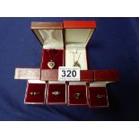 FOUR 925 SILVER DRESS RINGS AND TWO SILVER LOCKETS WITH NECKLACES, ALL IN ORIGINAL CASES