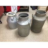 THREE FRENCH MILK CHURNS