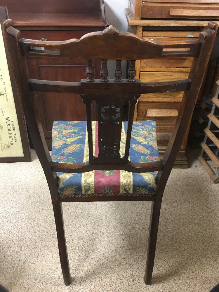 PAIR OF WALNUT INLAY BACKED HALL CHAIRS - Image 4 of 4