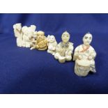 A GROUP OF CHINESE IVORY NETSUKE’S, EACH WITH HIGHLY ENGRAVED DECORATION, 4.5CM HIGH