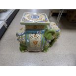 A CHINESE CERAMIC ELEPHANT JARDINIERE STAND, 50CM BY 45CM