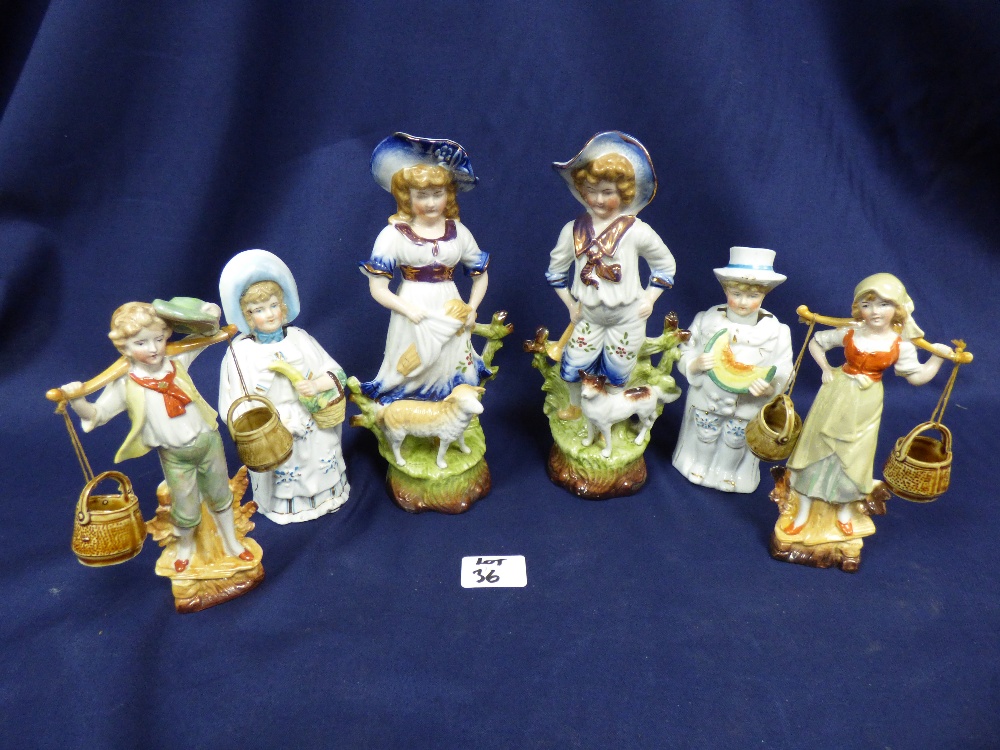 THREE PAIRS OF VICTORIAN STAFFORD SHIRE FIGURES