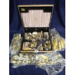 LARGE BOX OF ASSORTED PLATED FLATWARE AND CUTLERY