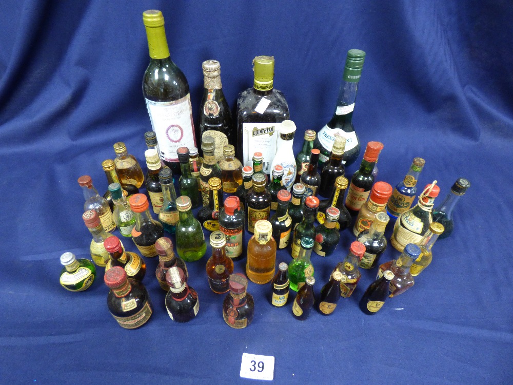 COLLECTION OF ALCOHOL MINIATURES, TOGETHER WITH A 700ML BOTTLE OF COINTREAU AND A 350ML BOTTLE OF