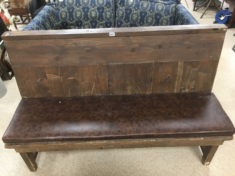 PINE BENCH WITH LEATHER SEAT