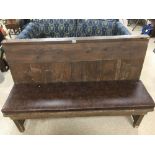 PINE BENCH WITH LEATHER SEAT