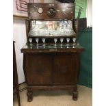 CONTINENTAL OAK DISPLAY CABINET WITH RICHARDSON CRYSTAL LEAD GLASS CONTENTS
