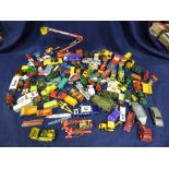 QUANTITY OF PLAY WORN DIE CAST MODEL VEHICLES, INCLUDING EXAMPLES BY CORGI AND DINKY