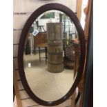 VINTAGE OVAL MAHOGANY BEVELLED EDGE MIRROR 82 X 52 CM