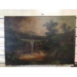 AN UNFRAMED OIL ON BOARD ENTITLED "ON THE WEIR" AND INDISTINCTLY SIGNED C BIRD, 57CM BY 76CM