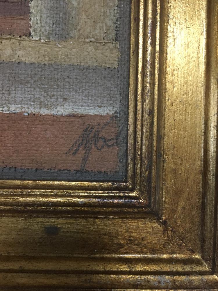 AN OIL ON BOARD OF HOUSES INDISTINCTLY SIGNED TO THE LOWER RIGHT POSSIBLY CODY, THE BACK OF THE - Image 2 of 2