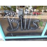 A LARGE HEAVY METAL ILLUMINATION SIGN "BILL'S" INCLUDING A LARGE QUANTITY OF BULBS, 105CM TALL BY