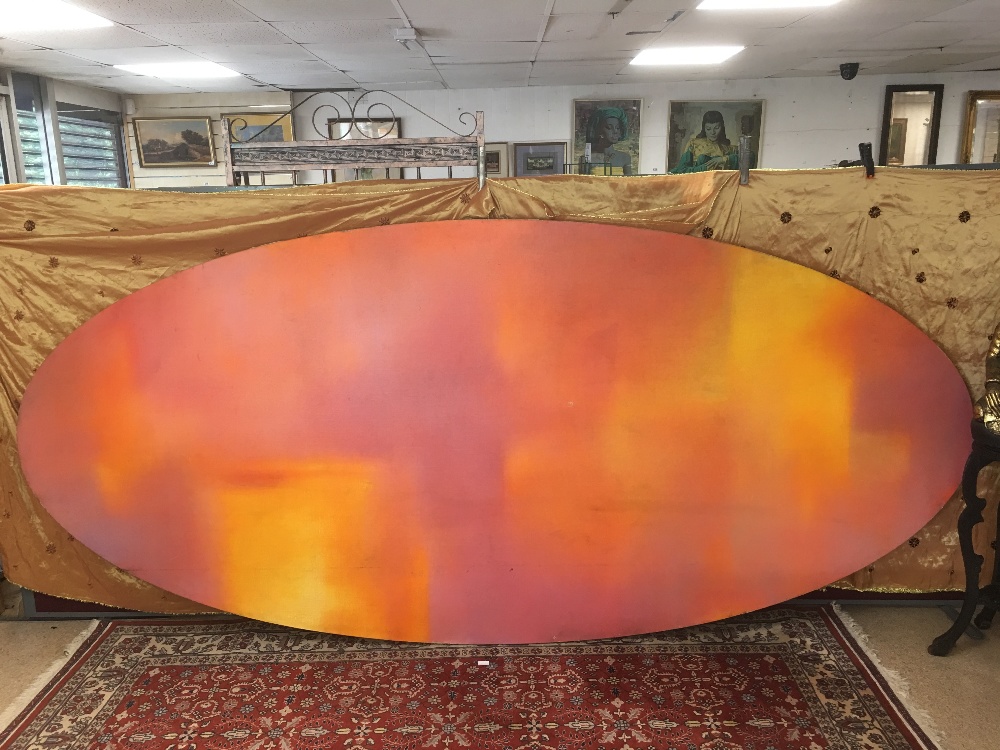 A FEATURE SIZE LARGE OVAL OIL ON CANVAS ENTITLED "ALTO PROSSIMA LUCE" TRANSLATED AS "HIGH NEXT