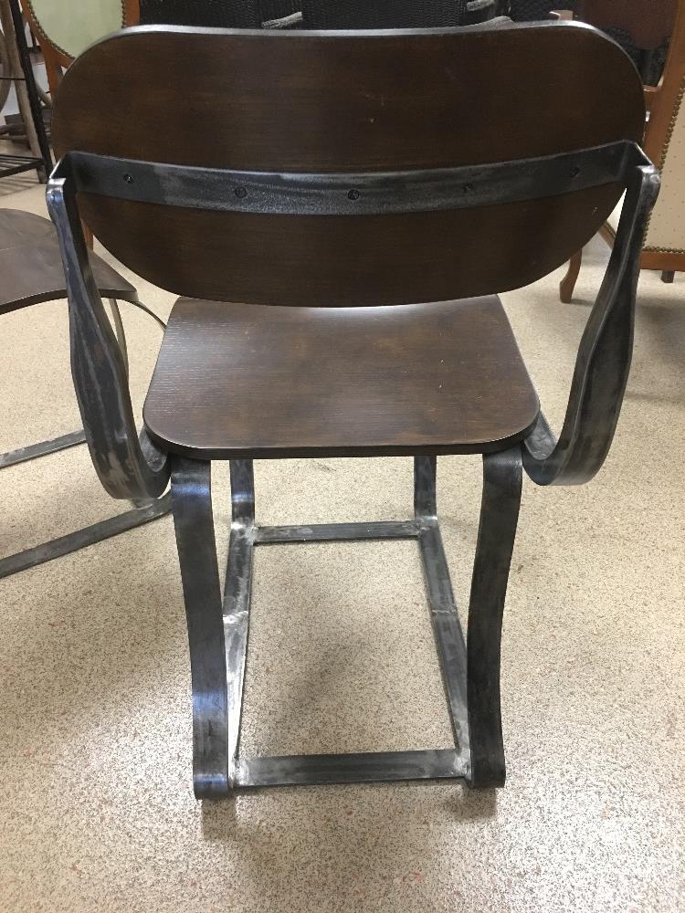 PAIR OF INDUSTRIAL METAL AND WOOD CHAIRS - Image 3 of 3