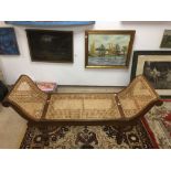 VINTAGE ROLL END BERGERE WINDOW SEAT 159CM LONG BY 50CM DEEP BY 73 CM TALL