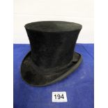 VICTORIAN TOP HAT BY THORNLEY BROTHERS. 19 X15 CMS DEPTH 15 CMS