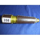 A VINTAGE BRASS AND LEATHER THREE DRAW TELESCOPE BY STANLEY OF LONDON