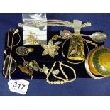 MIXED COLLECTIBLES, INCLUDING SILVER BANGLE, GOLD PLATED SPECTACLES, 900 GRADE SILVER BROOCH ETC