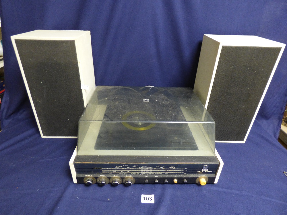 AN ULTRA GROUP STEREO VINYL DECK WITH A PAIR OF MODEL 64507 ULTRA SPEAKERS