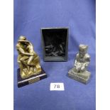AN ATLAS EDITIONS BRONZED STYLE FIGURE “LE BAISER” FORMERLY BY RODIN, TOGETHER WITH ANOTHER METAL