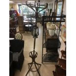 BENTWOOD COAT STAND WITH OIL LAMP