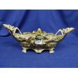A LARGE GILDED IRON ART NOUVEAU CENTREPIECE JARDINIERE WITH LINER FEATURING A WOMAN EMERGING FROM