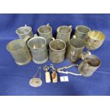 COLLECTION OF PEWTER, PLATED TANKARDS AND DRINKING VESSELS