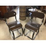 PAIR OF INDUSTRIAL METAL AND WOOD CHAIRS