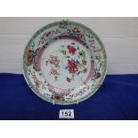 EARLY 19TH CENTURY CHINESE FAMILLE ROSE PLATE . A/F