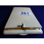 A LATE 19TH/EARLY 20TH CENTURY IVORY CIGARETTE CASE OF RECTANGULAR FORM, 13CM BY 9CM