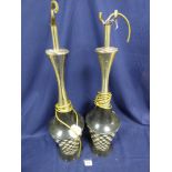 A PAIR OF LARGE MODERNIST BLACK AND GOLD PAINTED TABLE LAMPS, APPROX 70CM HIGH