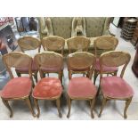 EIGHT GOLD WITH PINK SEAT BERGERE BENTWOOD STYLE CHAIR