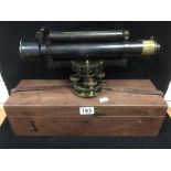 A 19TH CENTURY SURVEYORS THEODOLITE BY W.F STANLEY & CO, MODEL NUMBER 8652, IN ORIGINAL FITTED