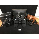 THREE PAIRS OF BINOCULARS INCLUDING A PAIR BY CHINON, ALL IN ORIGINAL CASES