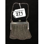 A FINE 925 SILVER CHAIN LINK PURSE, 7CM WIDE, 47G