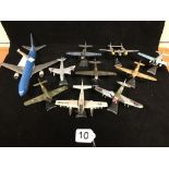 NUMEROUS SCALE MODEL AIRPLANES, INCLUDING MAISTO F6F HELLCAT, 1:120 HAWKER HUNTER, SCALE 1:115 P38