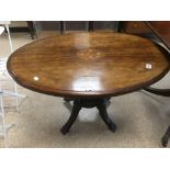 OVAL INLAID TABLE WITH DECORATIVE BASE