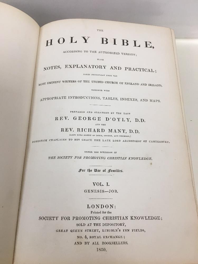 VICTORIAN LEATHER BOUND BIBLE IN THREE VOLUMES, PREPARED BY REV GEORGE D'OYLY AND REV RICHARD - Image 5 of 7