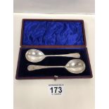A PAIR OF LATE VICTORIAN SILVER BRIGHT CUT SPOONS, HALLMARKED SHEFFIELD 1898 BY JAMES DIXON & SON,