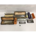 QUANTITY OF VINTAGE HARMONICAS, SOME IN ORIGINAL BOXES, INCLUDING HOHNER AND MANY MORE