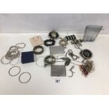 COLLECTION OF ASSORTED JEWELLERY INCLUDING FIVE SILVER BANGLES AND BRACELETS, AN INDIAN SILVER