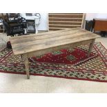 LARGE VINTAGE FRENCH FARMHOUSE WOODEN TABLE WITH CENTER DRAWER 199 X 89 X 67 CMS