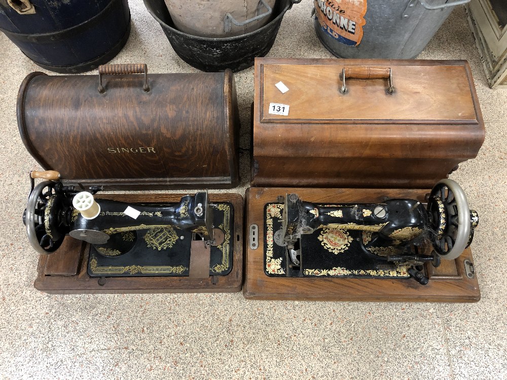 SINGER AND JONES HAND CRANK SEWING MACHINES