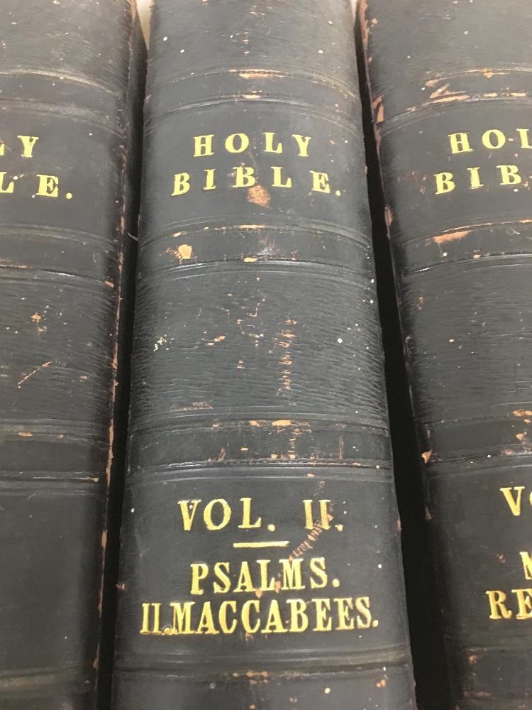 VICTORIAN LEATHER BOUND BIBLE IN THREE VOLUMES, PREPARED BY REV GEORGE D'OYLY AND REV RICHARD - Image 3 of 7