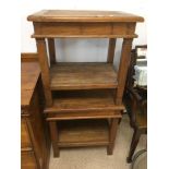 PAIR OF SIDE TABLES BAMBOO TOP IN WOODEN FRAMES