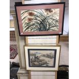 2 ORIENTAL WATERCOLOURS BOTH SIGNED 74x49 CM'S + 64x54 CM'S